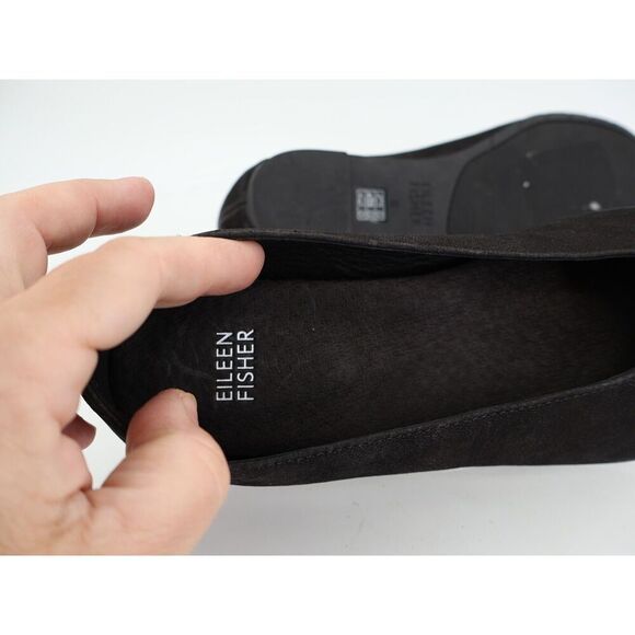 Eileen Fisher Women Una Hidden Wedge Ballet Flats Size 6 Black Suede Round Toe - Picture 8 of 9